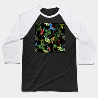 Parrots with gold chains and tropic leaves Baseball T-Shirt